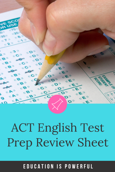 ACT English Test Prep Review Sheet