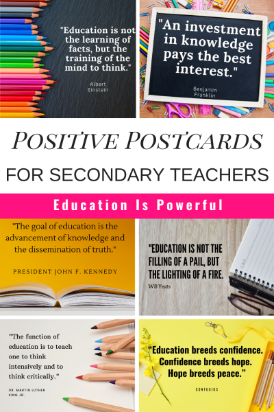 Positive Postcards for Secondary Teachers